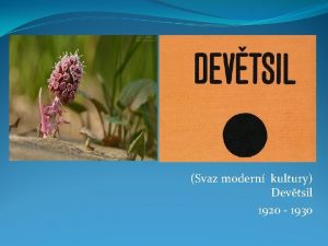 Svaz modern kultury Devtsil 1920 1930 Devtsil bylo