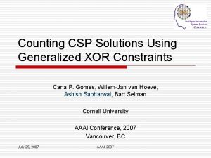 Counting CSP Solutions Using Generalized XOR Constraints Carla