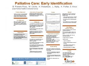 Palliative Care Early Identification B Powers Ross M