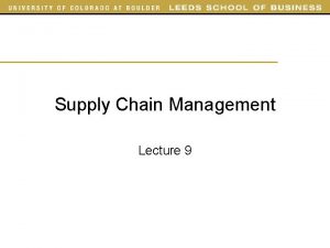Npv supply chain