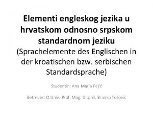 Elementi engleskog jezika u hrvatskom odnosno srpskom standardnom