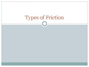 Types of Friction What is Friction Friction is