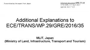 Transmitted by the expert from Japan Informal document