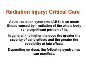 Acute radiation syndrome