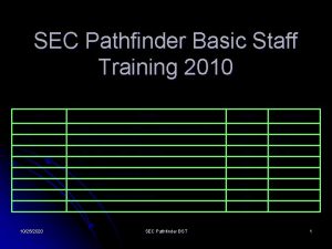 SEC Pathfinder Basic Staff Training 2010 Date Section