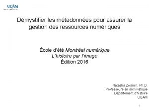 Dmystifier les mtadonnes pour assurer la gestion des