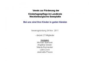 Verein zur Frderung der Kindertagespflege im Landkreis Mecklenburgische