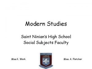 Modern Studies Saint Ninians High School Social Subjects