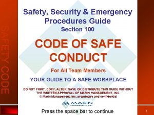 SAFETY CODE Safety Security Emergency Procedures Guide Section