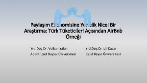 Paylam Ekonomisine Ynelik Nicel Bir Aratrma Trk Tketicileri