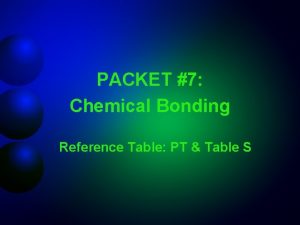 PACKET 7 Chemical Bonding Reference Table PT Table
