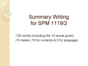 How to write summary spm