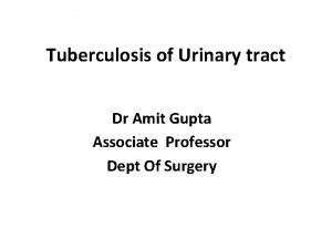 Tuberculosis of Urinary tract Dr Amit Gupta Associate