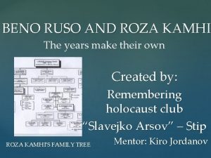 BENO RUSO AND ROZA KAMHI The years make