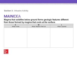 Section 3 Intrusive Activity Magma that solidifies below