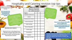 Hospitality and catering revision