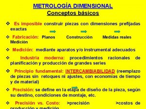 METROLOGA DIMENSIONAL Conceptos bsicos v Es imposible construir