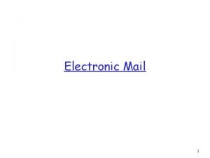 Electronic Mail 1 Electronic Mail outgoing message queue