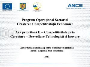 Program Operaional Sectorial Creterea Competitivitii Economice Axa prioritar