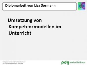 Diplomarbeit von Lisa Sormann Umsetzung von Kompetenzmodellen im