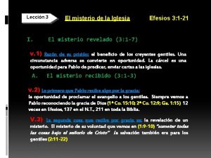 3Leccin I 3 El misterio de la Iglesia