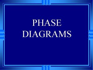 PHASE DIAGRAMS Phase Diagrams u Temperature and pressure PHASE DIAGRAMS Phase Diagrams u Temperature and pressure
