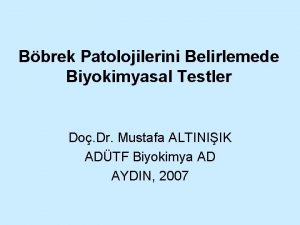 Bbrek Patolojilerini Belirlemede Biyokimyasal Testler Do Dr Mustafa