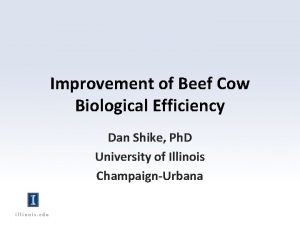 Improvement of Beef Cow Biological Efficiency Dan Shike