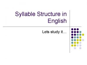 Syllable structure