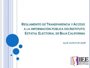 REGLAMENTO DE TRANSPARENCIA Y ACCESO A LA INFORMACIN