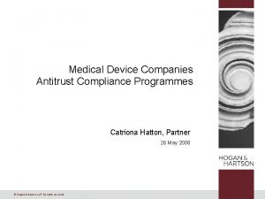 Medical Device Companies Antitrust Compliance Programmes Catriona Hatton