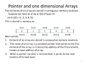 Pointer and one dimensional array