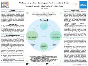 Welbevinden op school Ervaring met Funds of Identity