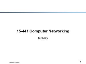 15 441 Computer Networking Mobility Hui Zhang Fall