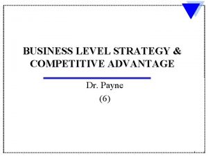 BUSINESS LEVEL STRATEGY COMPETITIVE ADVANTAGE Dr Payne 6