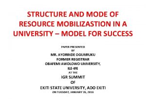 Importance of resource mobilization