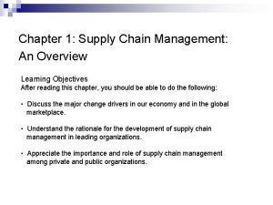 Chapter 1 supply chain management