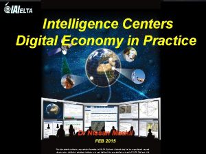 Intelligence Centers Digital Economy in Practice Dr Nissan