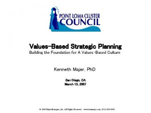 ValuesBased Strategic Planning Building the Foundation for A