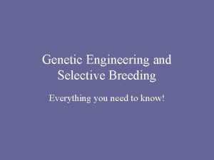 Genetic Engineering and Selective Breeding Everything you need