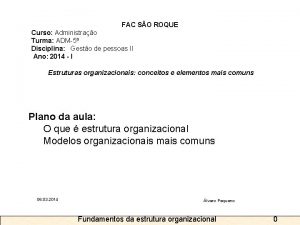 FAC SO ROQUE Curso Administrao Turma ADM5 Disciplina