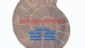 GEOLOGA HISTRICA Precmbrico Paleozoico Sobrarbe Mesozoico Sobrarbe Cenozoico
