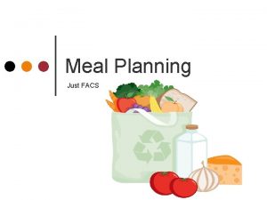 Meal Planning Just FACS Whats for dinner Why