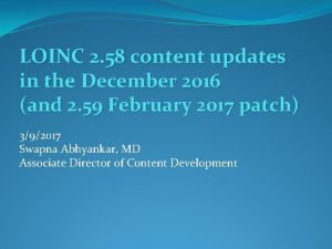 LOINC 2 58 content updates in the December
