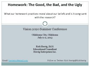 Homework The Good the Bad and the Ugly