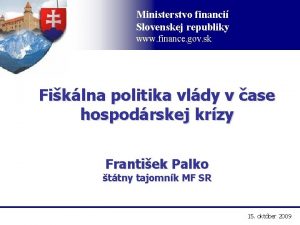 Ministerstvo financi Slovenskej republiky www finance gov sk