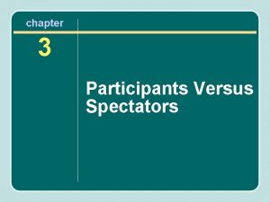 chapter 3 Participants Versus Spectators Chapter Outline Sport