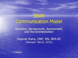 Sbar model example