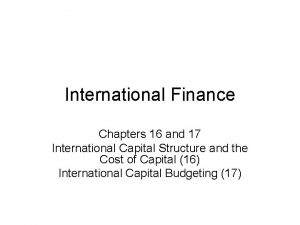 International capital budgeting