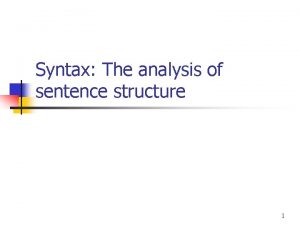 Syntax analysis sentence structure